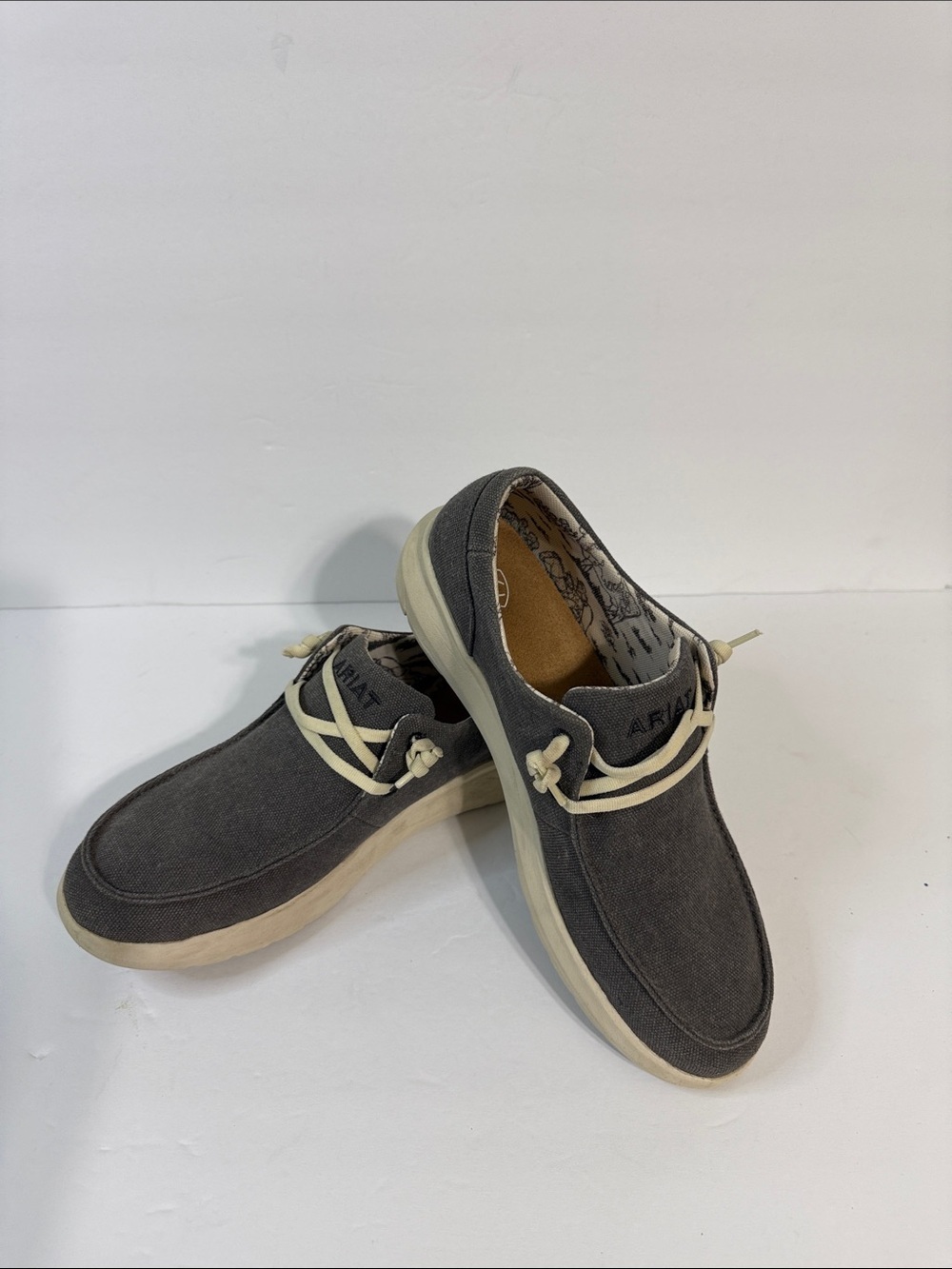 Ariat Charcoal Canvas Slip-On Sneakers with Cream Accents